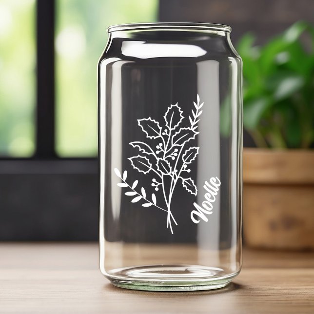 Verre Canette Décembre personnalisé Fleur de naissance White Hol (Créateur téléchargé)