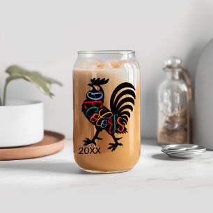 Verre Canette DeColores Cursillo Rooster Noir Silhouette