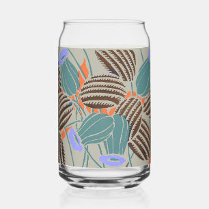 Verre Canette Décoration Florale Moderne Bohème Sarcelle et Lava