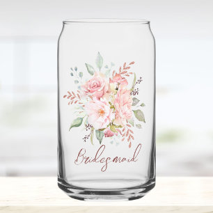 Verre Canette Demoiselle d'honneur florale de pivoine rose rose