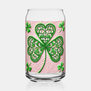 Verre Canette Dentelle de coquette florale shamrock Saint Patric