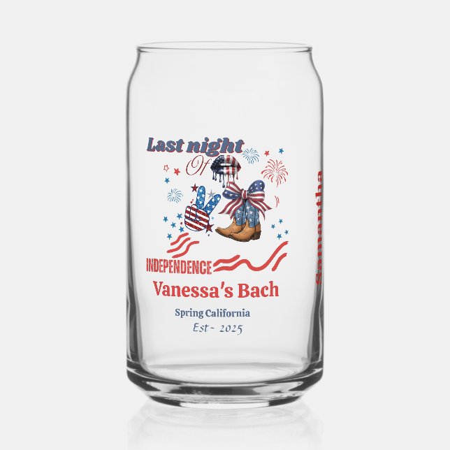 Verre Canette Dernière nuit d'indépendance 4 juillet Bachelorett (Recto)