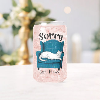 Verre Canette Désolé, j'ai des plans Cadeau pour amateur de chat