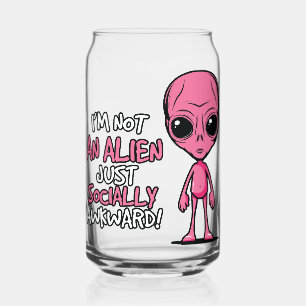 Verre Canette Dessin animé d'alien maladroit social