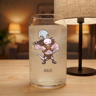 Verre Canette Dessin d'axolotl avec une hache de bataille déchir