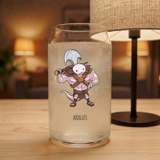 Verre Canette Dessin d'axolotl avec une hache de bataille déchir