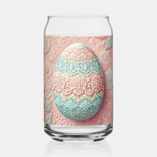 Verre Canette Dessin de l'oeuf de Pâques floral pastel bleu rose