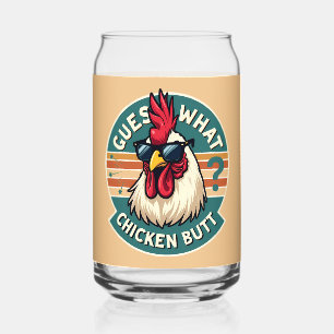 Verre Canette Dessin humoristique de poulet rétro amusant