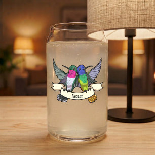 Verre Canette Deux Colibris Avec Ruban De Texte Nectar Dessin An