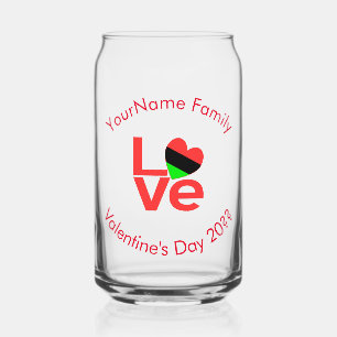 Verre Canette Diaspora afro-américaine Rouge LOVE Personnalisé