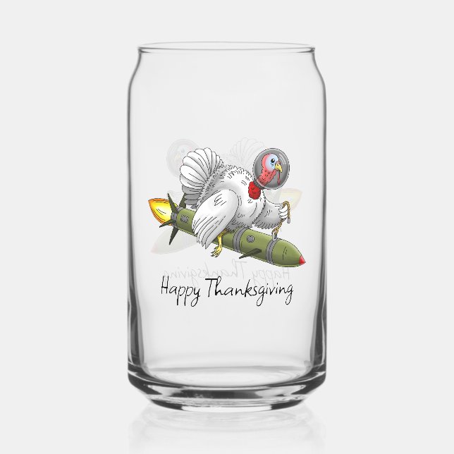 Verre Canette Dindon de fusée de Thanksgiving (Recto)