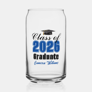 Verre Canette Diplômé de la promotion 2026 personnalisé en bleu