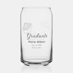 Verre Canette diplôme noir parties scintillant diplôme cap ajout