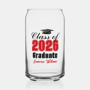 Verre Canette Diplômé Personnalisé Rouge de la Promotion 2026