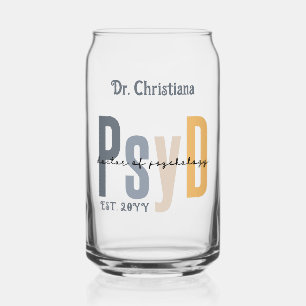 Verre Canette Docteur en psychologie PsyD personnalisé