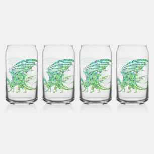Verre Canette Dragon Mosaïque Vert Incroyable