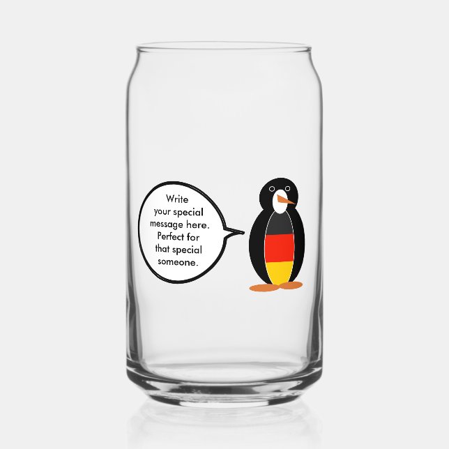 Verre Canette Drapeau allemand Parlant Mme Penguin Personnalisé (Recto)