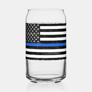 Verre Canette Drapeau américain Grungy de la Ligne Bleue Fin