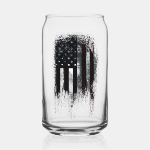Verre Canette Drapeau Américain Industriel Vintage