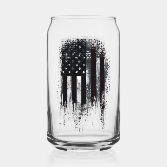 Verre Canette Drapeau Américain Industriel Vintage (Recto)