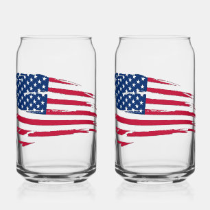 Verre Canette Drapeau américain tatoué