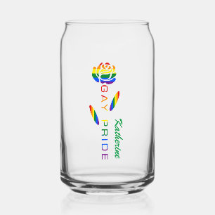 Verre Canette Drapeau arc-en-ciel Rose Fierté Gay Nom personnali