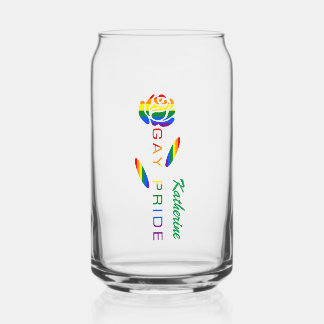 Verre Canette Drapeau arc-en-ciel Rose Fierté Gay Nom personnali