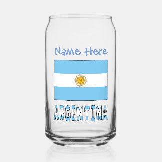 Verre Canette Drapeau argentin Personnalisation bleue Argentine