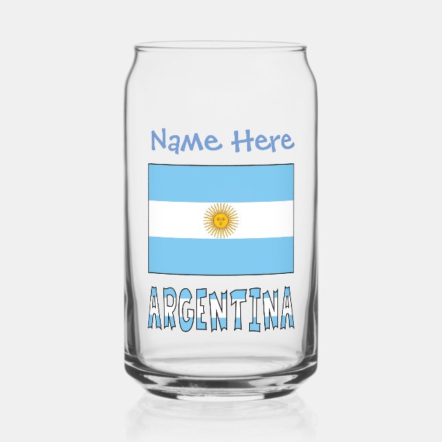 Verre Canette Drapeau argentin Personnalisation bleue Argentine (Recto)