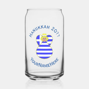 Verre Canette Drapeau de Hanukkah ange blond personnalisé grec