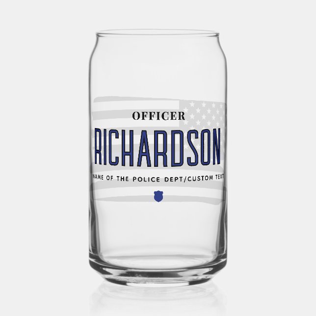 Verre Canette Drapeau de policier personnalisé Thin Blue Line (Verso)