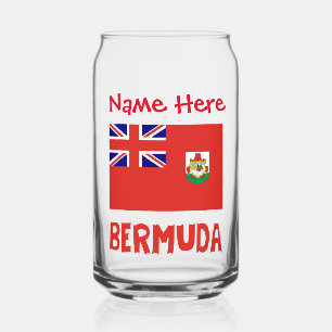 Verre Canette Drapeau des Bermudes Bermudia Personnalisé Nom Rou