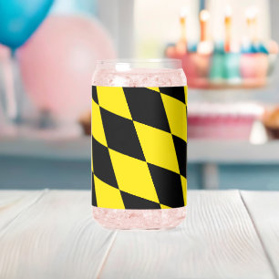 Verre Canette Drapeau diamant de Bavière noire et jaune Motif