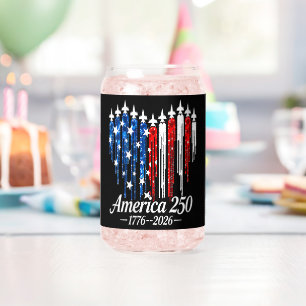 Verre Canette Drapeau du 250e anniversaire d'Amérique avec cœur