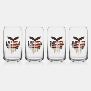 Verre Canette Drapeau grunge américain et aigle