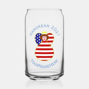 Verre Canette Drapeau USA Cheveux Rouges Hanukkah Ange Personnal