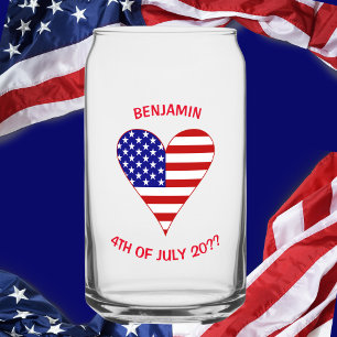 Verre Canette Drapeau USA Cœur Funky Personnalisé