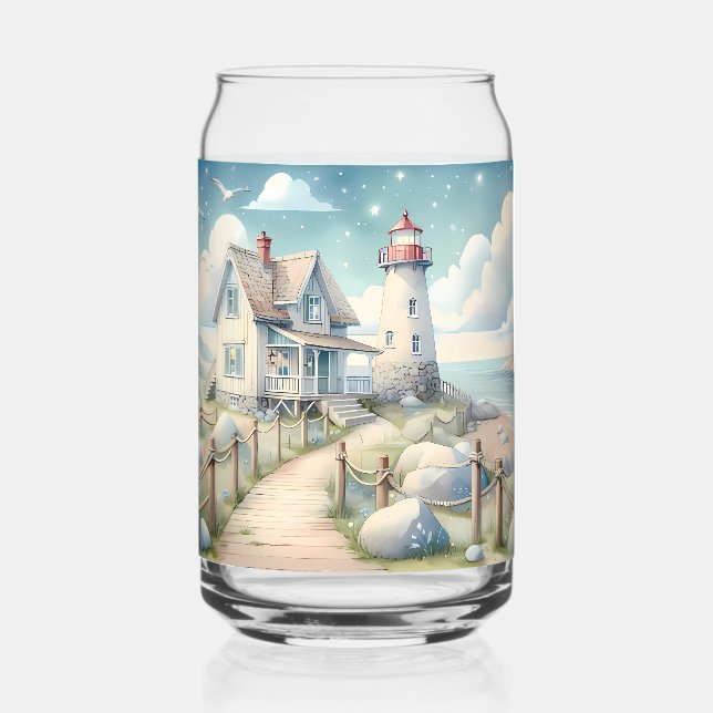 Verre Canette Dreamy Pastel Lighthouse by the Sea (Recto)