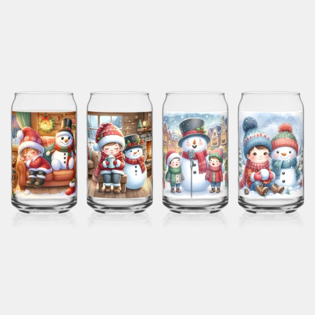 Verre Canette Drinkware Set-Christmas Snowman (Recto)