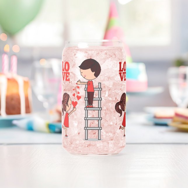 Verre Canette Drinkware Set Couple Love Red Hearts  (Insitu (Anniversaire))