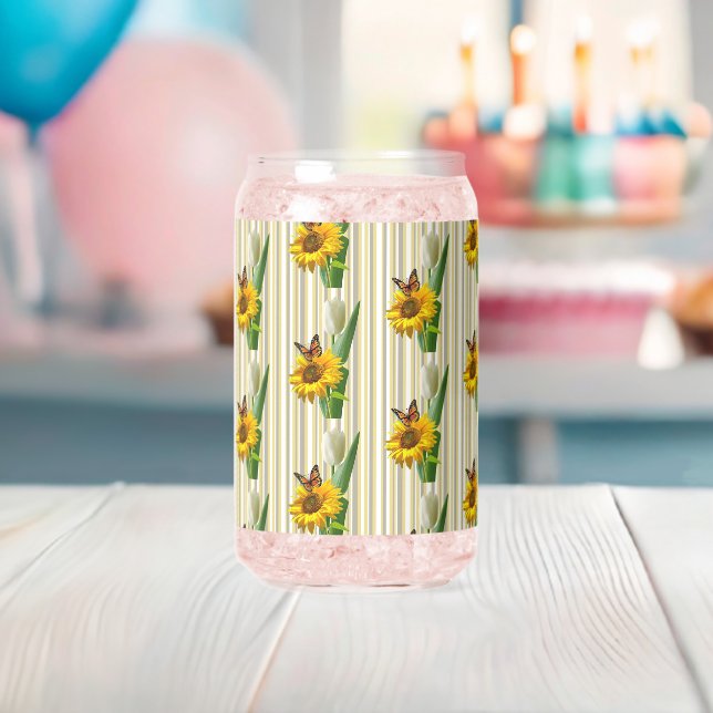 Verre Canette Drinkware Set Cute Sunflower Butterfly  (Insitu (Baby Shower))