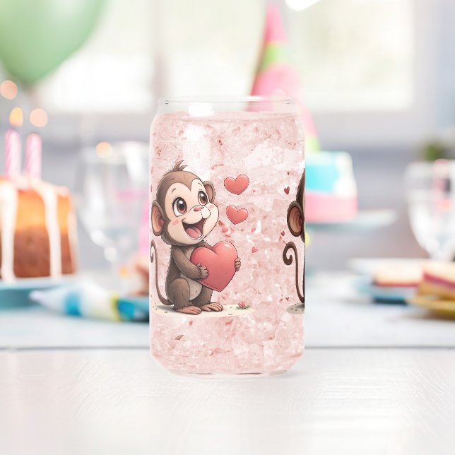 Verre Canette Drinkware Set Monkey Love Red Hearts  (Insitu (Anniversaire))