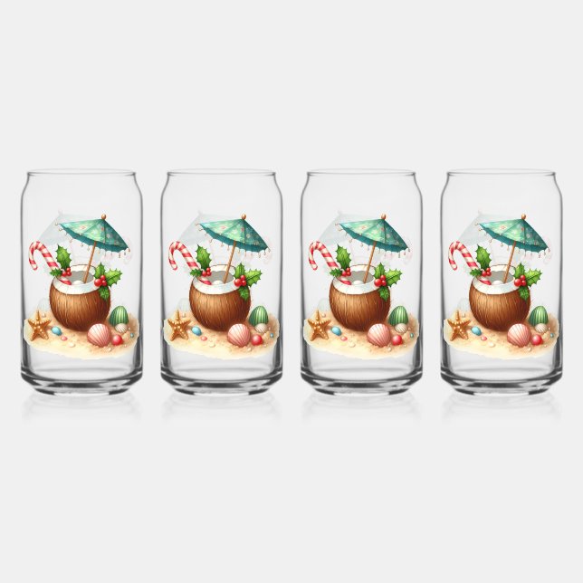 Verre Canette Drinkware Set-Tropical Christmas (Recto)