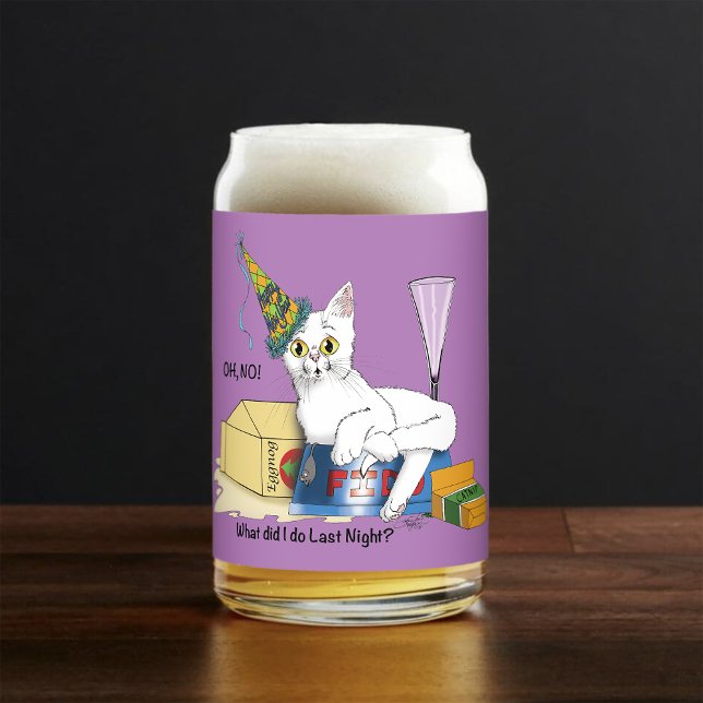 Verre Canette Drôle de Lendemain de Réveillon de Nouvel An Chat  (Créateur téléchargé)