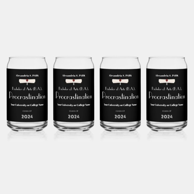 Verre Canette Drôle Dit Black Modern Graduation Party (Recto)