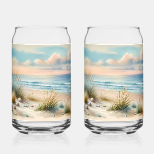 Verre Canette Dunes côtières pastel à l'aquarelle