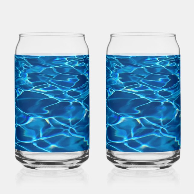 Verre Canette Eau de la piscine bleu foncé (Recto)