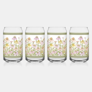 Verre Canette Echinacées Marguerites Art Floral Botanique