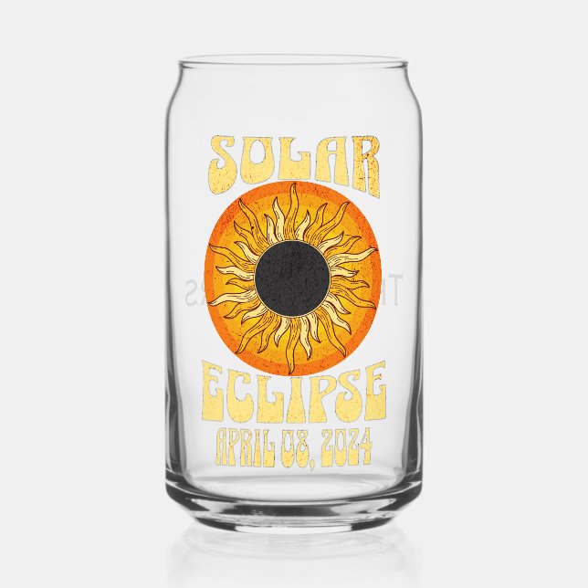 Verre Canette Éclipse solaire rétro Total 8 avril 2024 (Recto)