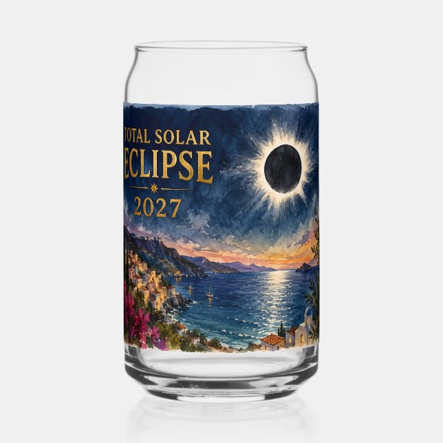 Verre Canette Éclipse solaire totale 2027 Méditerranée  (Verso)